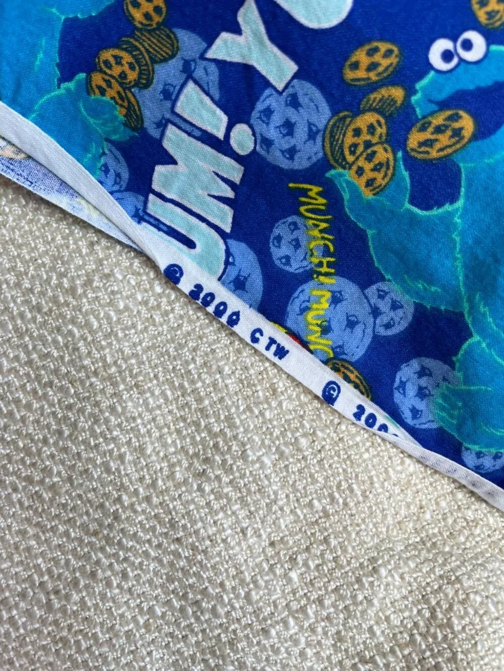 2y  x 44” Vintage Cookie Monsters Retro Print Multicolor Cotton Fabric